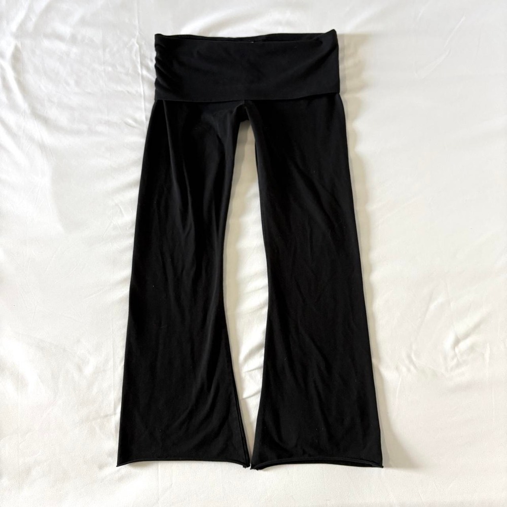 Victoria Secret Pink Foldover Flare Yoga Pants Women Medium Black Y2K Vintage - Picture 3 of 8
